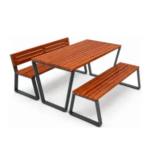 MESA TRAPÉZIO COM BANCOS-MADEIRA