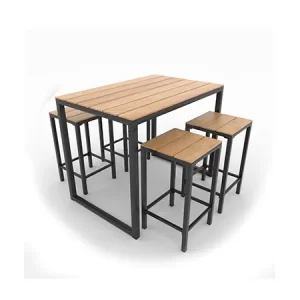 MESA WOODS ALTA COM BANQUETAS