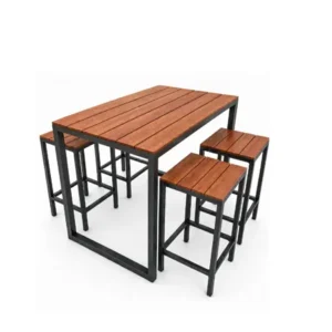 MESA WOODS RETANGULAR ALTA COM BANQUETAS